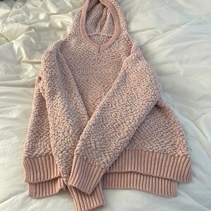 cute light pink sweater with hood